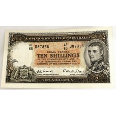 AUSTRALIA 1954 . TEN  10 SHILLINGS BANKNOTE . COOMBS/WILSON